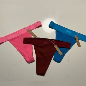 SKIMS Cotton Rib Mid-rise Thong 3 Pack